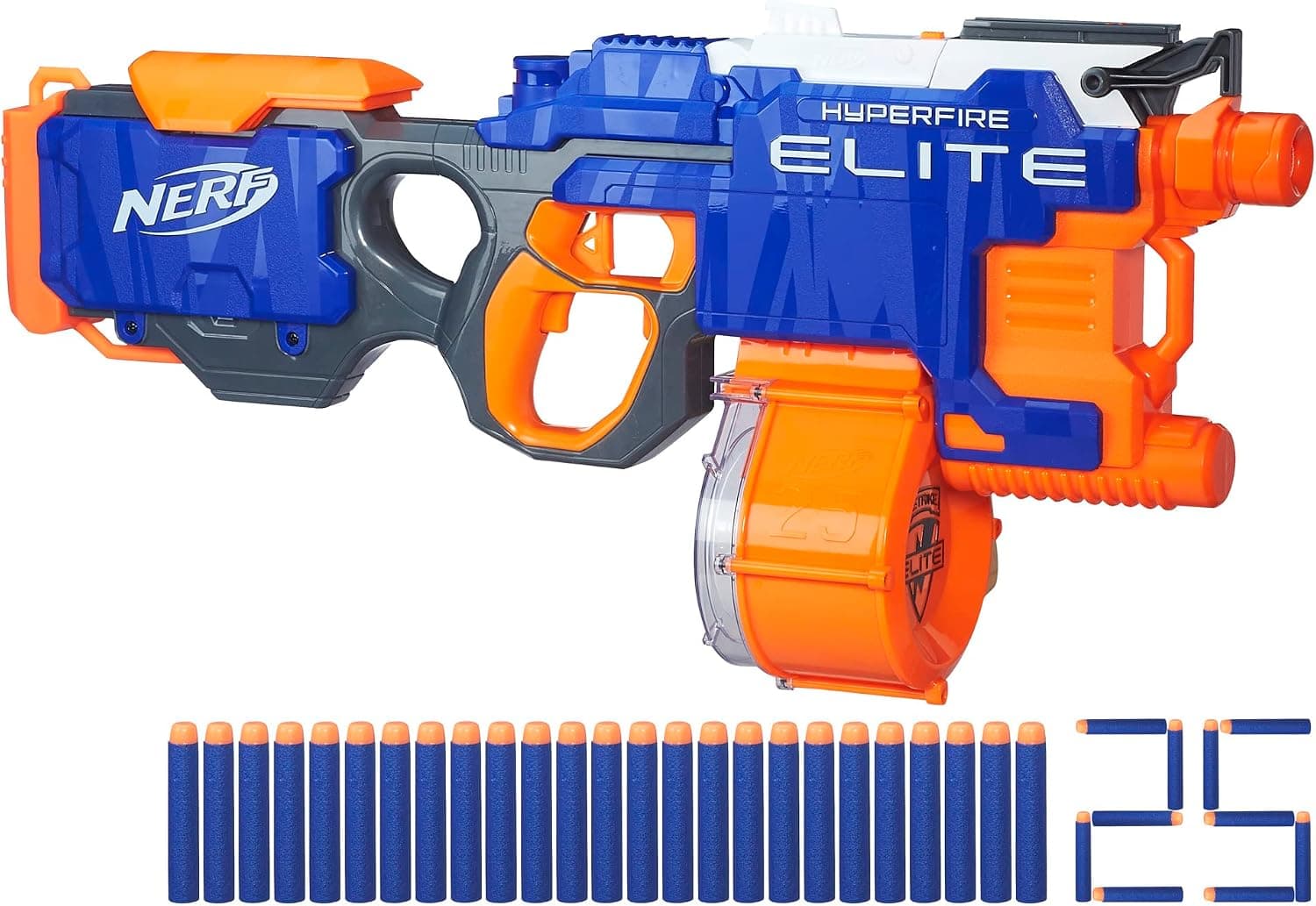 Nerf HyperFire Motorized Elite Blaster, 25-Dart Drum (Amazon Exclusive)
