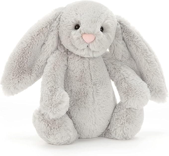 Jellycat Bashful Grey Bunny Stuffed Animal, Medium 12 inches - Rabbit and Bunny Plush Toy - Classic Children's Gift