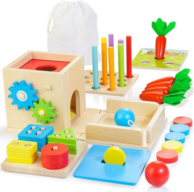 Kizfarm 8-in-1 Wooden Montessori Play Kit
