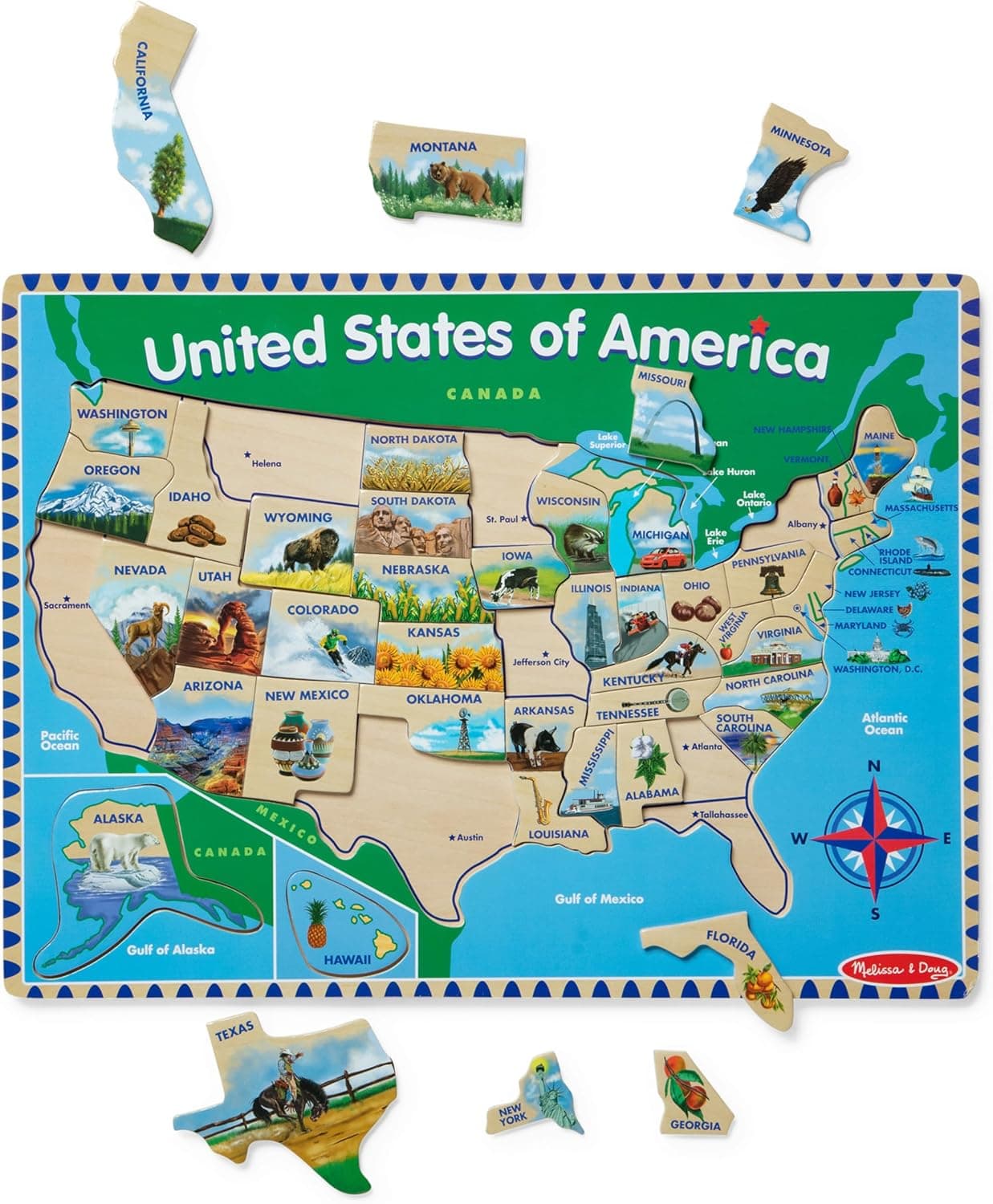Melissa & Doug USA Map Wooden Puzzle, Standard Version