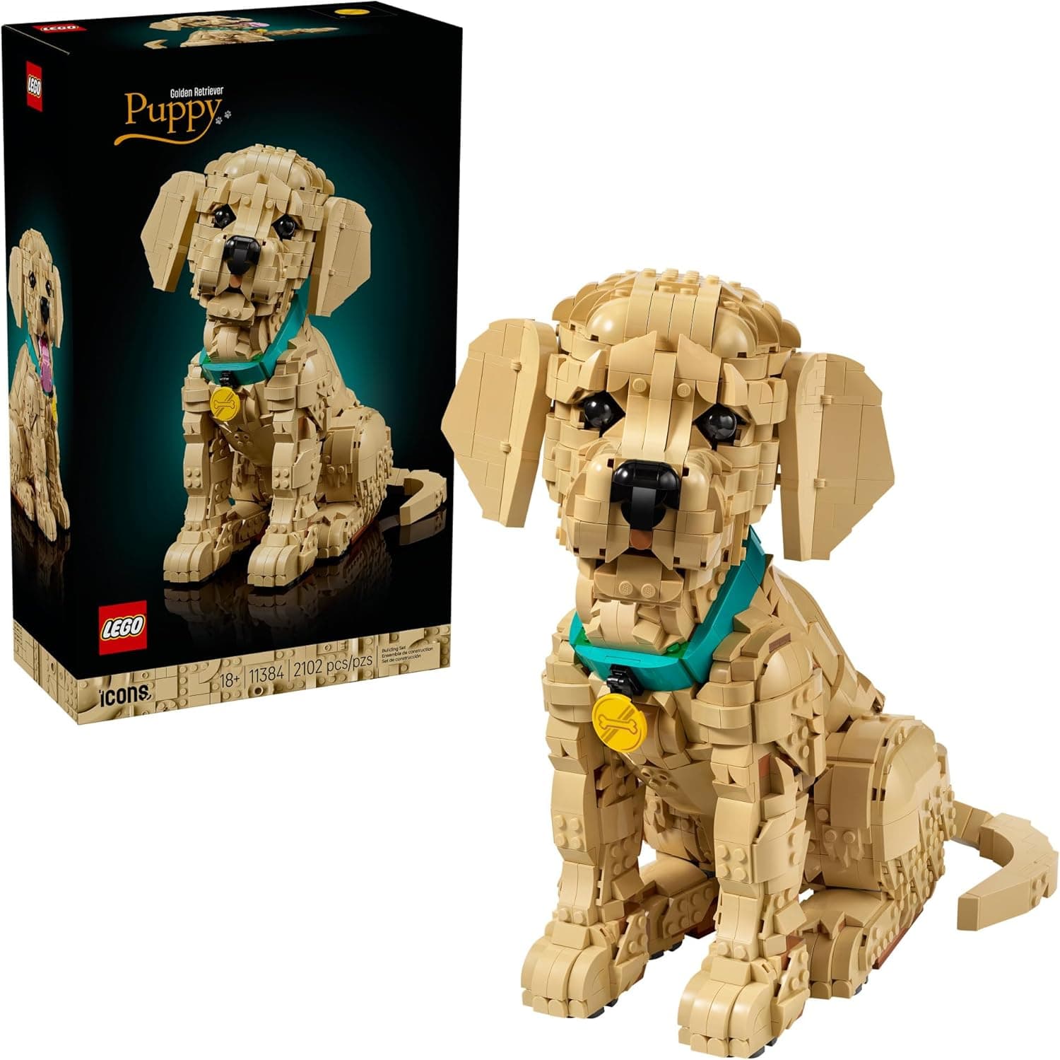 LEGO Icons Golden Retriever Puppy Building Set for Adults, Ages 18+ - Decor for Home, Bedroom, or Book Shelf - Gifts for Women & Men - Posable Dog Figure - 11384