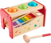 Fisher-Price Wood Toddler Toy Pound & Tap Bench Xylophone, 6-Piece Wooden Musical Activity for Preschool Kids Ages 18+ Months