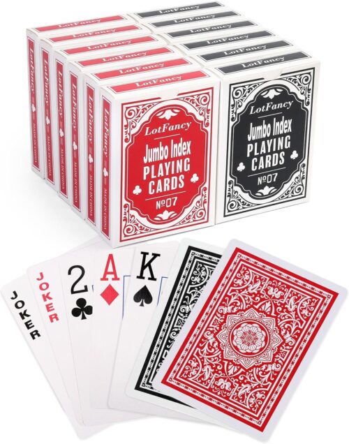 LotFancy Jumbo Index Playing Cards (12-Pack)